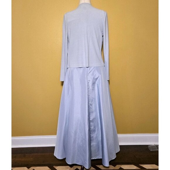JS COLLECTIONS Size 8 Light Blue Full Length Gown Cardigan Dress Tulle MOTB Max - Picture 6 of 16
